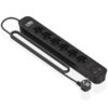 Regleta con Interruptor Aisens ASPS-2A2C17-BK/ 6 Tomas de Corriente/ 2 USB - 2 USB Tipo-C/ Cable 1.4m/ Negro