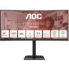 Monitor Profesional Ultrapanorámico Curvo AOC CU34E4CV 34"/ WQHD/ Multimedia/ Regulable en altura/ Negro