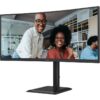 Monitor Profesional Ultrapanorámico Curvo AOC CU34E4CV 34"/ WQHD/ Multimedia/ Regulable en altura/ Negro