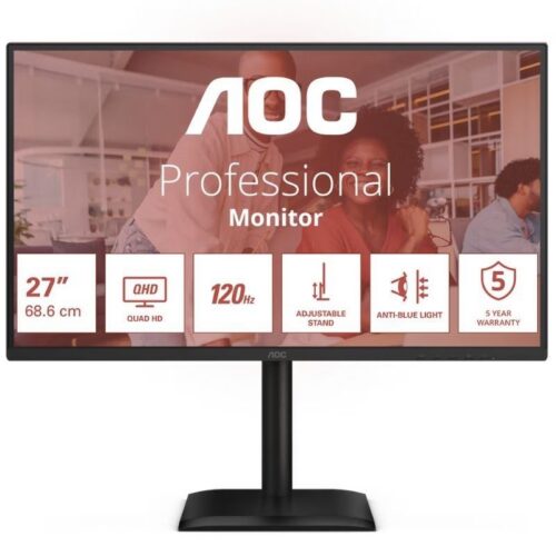 art_aoc-m20q27e4cv_1 Monitor Profesional AOC Q27E4CV 27"/ QHD/ Multimedia/ Regulable en altura/ Negro