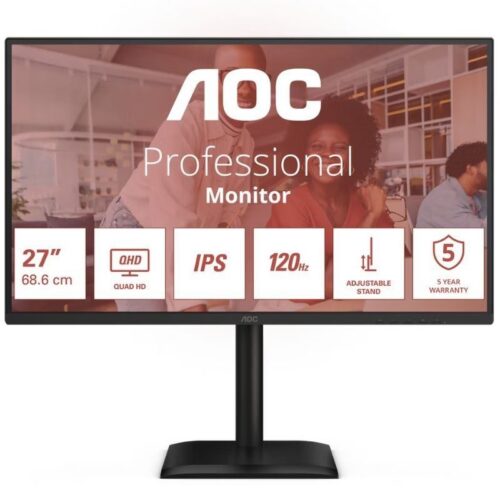art_aoc-m20q27e4u_1 Monitor Profesional AOC Q27E4U 27"/ QHD/ Multimedia/ Regulable en altura/ Negro