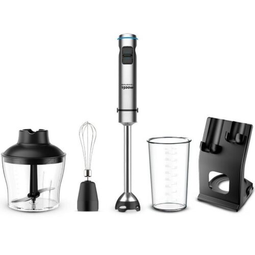 Batidora de mano Grunkel BM-1500SET/ 1500W/ Capacidad 0.8L/ Incluye Vaso, Picadora, Varilla y Soporte