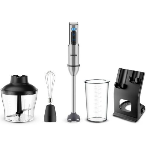 Batidora de mano Grunkel BM-2000SET/ 2000W/ Capacidad 0.8L/ Incluye Vaso, Picadora, Varilla y Soporte