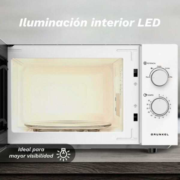 Microondas Grunkel MW-25EASY/ 850W/ Capacidad 25L/ Blanco
