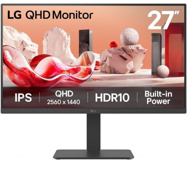 Monitor Profesional LG 27BA45QB-B 27"/ QHD/ Multimedia/ Regulable en altura/ Negro