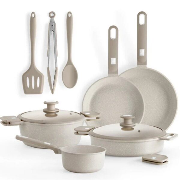 Pack Batería de Cocina Monix Martín Berasategui/ Cazo Ø16cm/ Sarten Ø22 - 26cm/ Cacerolas Ø24 - 28cm/ Aluminio Forjado/ Apta para Inducción