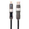 Cable USB 2.0 Tipo-C Nanocable 10.01.2501/ USB Tipo-C Macho + USB Macho - USB Tipo-C Macho + Lightning Macho/ Hasta 27W/ 480Mbps/ 1m/ Negro