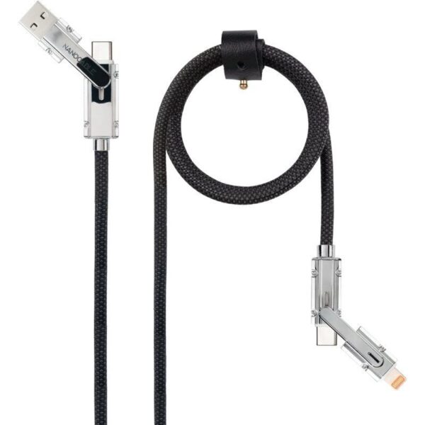 Cable USB 2.0 Tipo-C Nanocable 10.01.2601/ USB Tipo-C Macho + USB Macho - USB Tipo-C Macho + Lightning Macho/ Hasta 27W/ 480Mbps/ 1m/ Negro