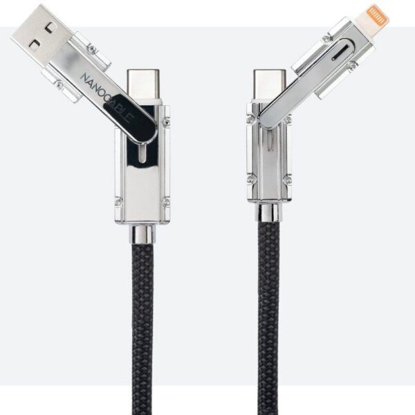 Cable USB 2.0 Tipo-C Nanocable 10.01.2601/ USB Tipo-C Macho + USB Macho - USB Tipo-C Macho + Lightning Macho/ Hasta 27W/ 480Mbps/ 1m/ Negro