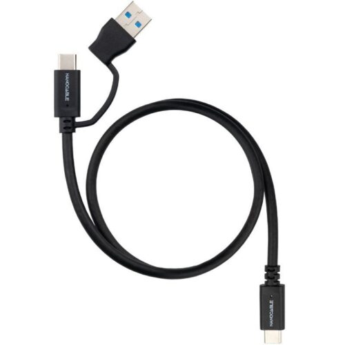 Cable USB 3.2 Tipo-C Nanocable 10.01.4800/ USB Tipo-C Macho/ USB Macho - USB Tipo-C Macho/ Hasta 60W/ 10Gbps/ 50cm/ Negro