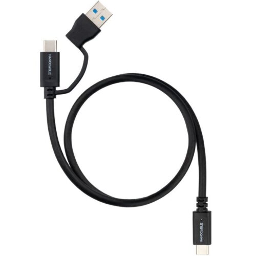 Cable USB 3.2 Tipo-C Nanocable 10.01.4801/ USB Tipo-C Macho/ USB Macho - USB Tipo-C Macho/ Hasta 60W/ 10Gbps/ 1m/ Negro