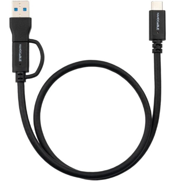 Cable USB 3.2 Tipo-C Nanocable 10.01.4801/ USB Tipo-C Macho/ USB Macho - USB Tipo-C Macho/ Hasta 60W/ 10Gbps/ 1m/ Negro