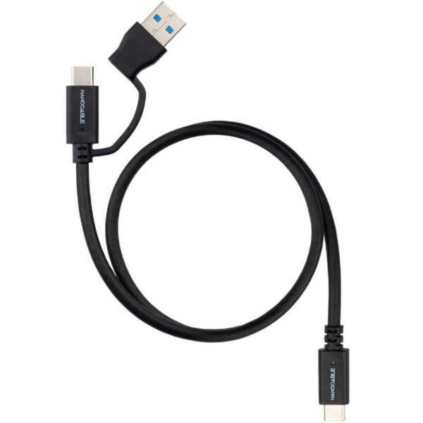 Cable USB 3.2 Tipo-C Nanocable 10.01.4803/ USB Tipo-C Macho/ USB Macho - USB Tipo-C Macho/ Hasta 60W/ 10Gbps/ 3m/ Negro