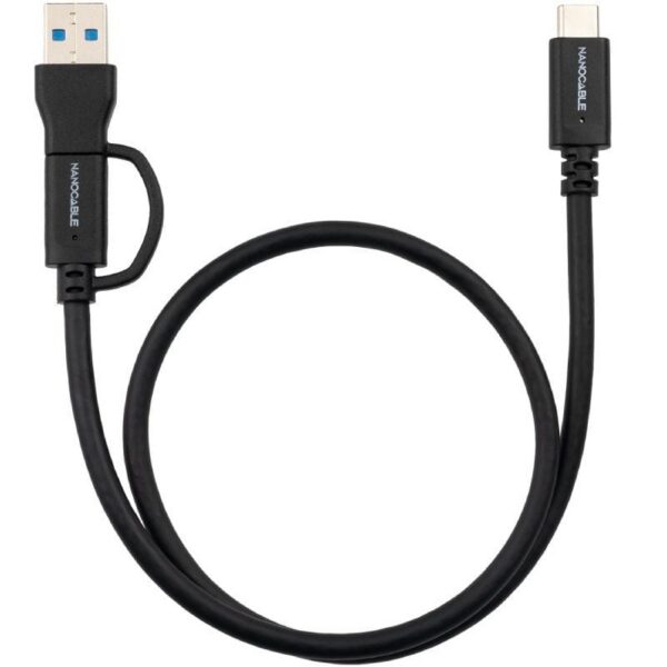 Cable USB 3.2 Tipo-C Nanocable 10.01.4803/ USB Tipo-C Macho/ USB Macho - USB Tipo-C Macho/ Hasta 60W/ 10Gbps/ 3m/ Negro