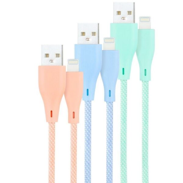 art_nan-cab20102010200401-co1_1 Cables USB 2.0 Lightning Nanocable 10.10.0401-CO1/ USB Macho - Lightning Macho/ 1m/ 3 Unidades/ Rosa, Azul y Verde