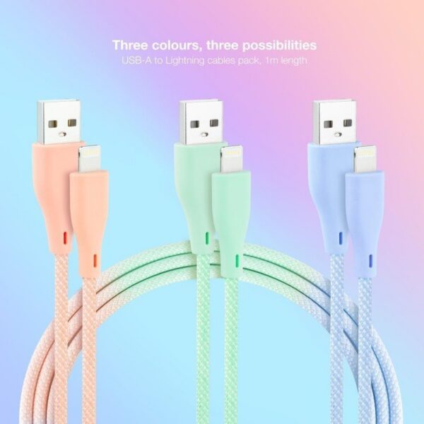 art_nan-cab20102010200401-co1_2 Cables USB 2.0 Lightning Nanocable 10.10.0401-CO1/ USB Macho - Lightning Macho/ 1m/ 3 Unidades/ Rosa, Azul y Verde