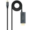 Cable Conversor Nanocable 10.15.5182/ USB Tipo-C Macho - HDMI 8K Macho/ USB Tipo-C Hembra/ Hasta 100W/ 1.8m/ Negro