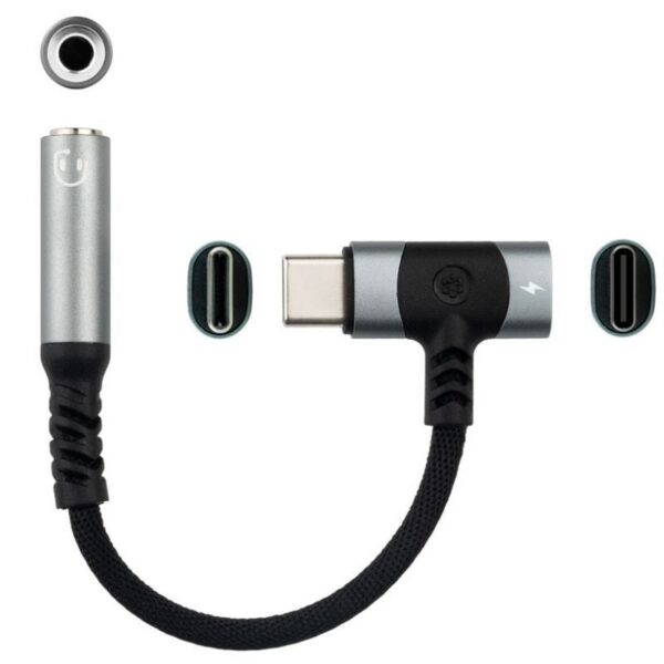 Cable Conversor Audio Nanocable 10.24.1207/ USB Tipo-C Macho - Jack 3.5/ USB Tipo-C Hembra/ 10cm/ Negro