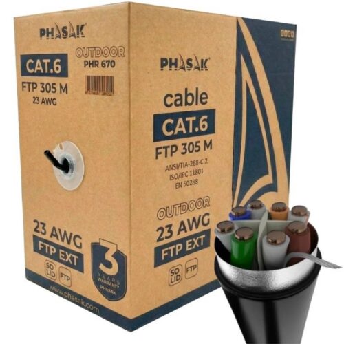 art_phk-cab20phr20670_1 Bobina de Cable RJ45 FTP Phasak PHR 670 Cat.6/ 305m/ Gris Oscuro
