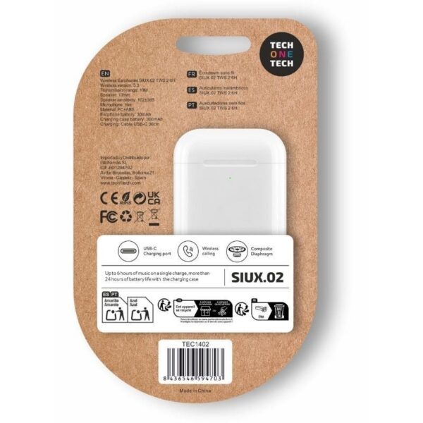 art_tot-aur20tec1402_2 Auriculares Bluetooth Tech One Tech SIUX.2 TEC1402/ con estuche de carga/ Autonomía 6h/ Blancos