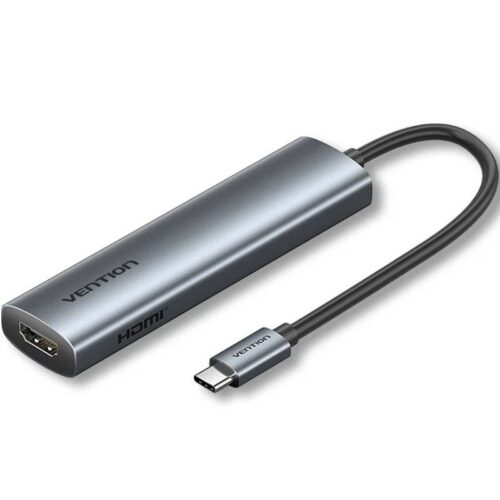 Docking USB Tipo-C Vention TGLHB/ 1xUSB Tipo-C/ 2xUSB/ 1xHDMI 4K/ 1xUSB Tipo-C PD/ Gris