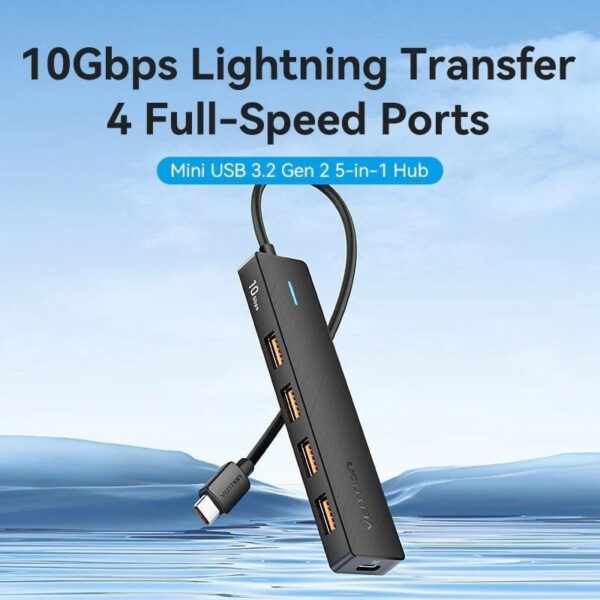 art_ven-hub20ckcbb_2 Hub USB Tipo-C 3.2 Vention CKCBB/ 4xUSB/ 1xUSB Tipo-C PD