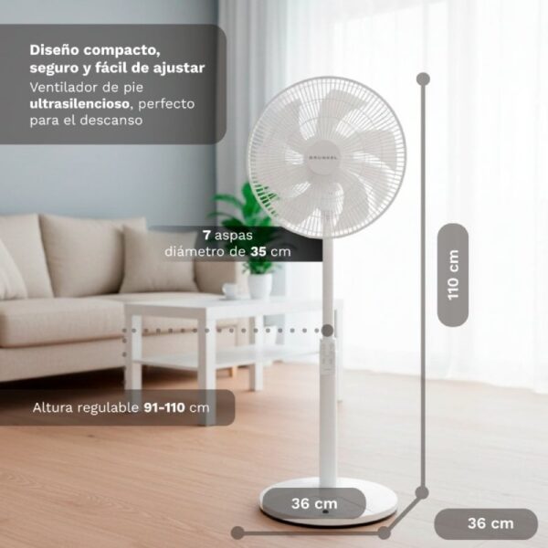 Ventilador de Pie Grunkel FS-14T/ 25W/ 7 Aspas 35cm/ 12 Velocidades