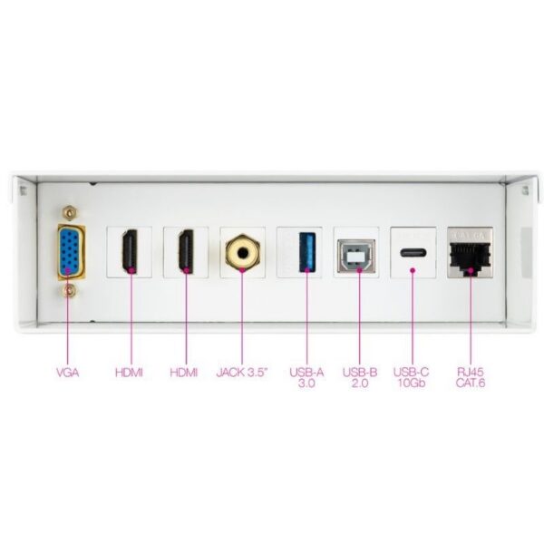 Caja de Conexiones Nanocable 10.35.0004/ VGA - 2x HDMI - Jack 3.5 - USB 3.0 - USB Tipo-C - USB 2.0 - RJ45