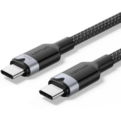 Cable USB 2.0 Tipo-C 5A Vention TRIBF/ USB Tipo-C Macho - USB Tipo-C Macho/ Hasta 240W/ 480Mbps/ 1m/ Negro