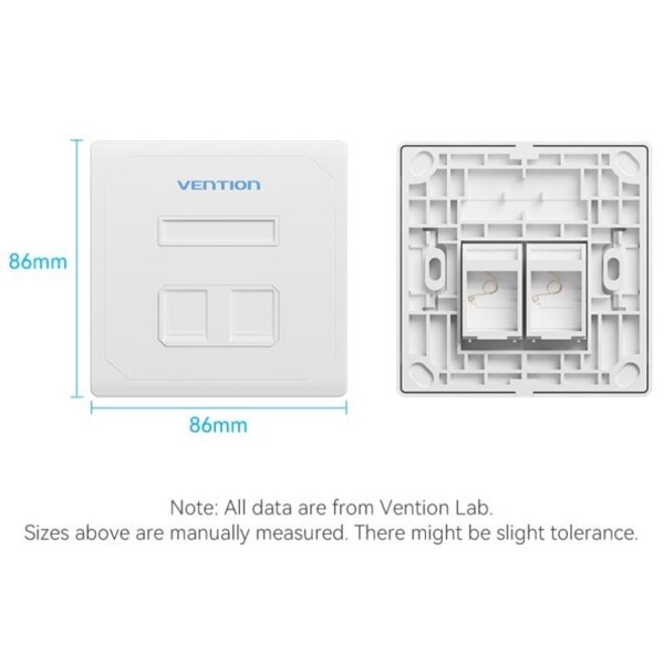 Placa de Pared Keystock Vention IFEW0/ 2 Puertos RJ45