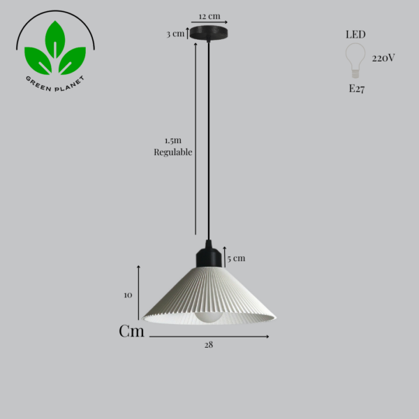 Lámpara Colgante "Colt" Color Blanco/Florón Negro/Cable Negro