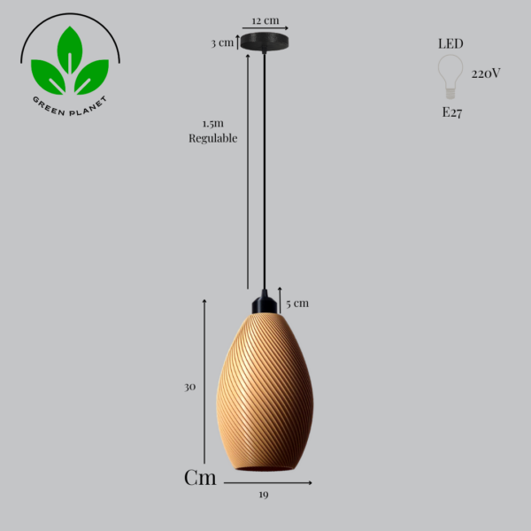 Lámpara Colgante "Paval" Color Beige/Florón Negro/Cable Negro