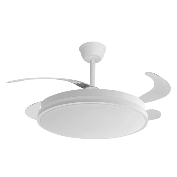 Ventilador Dc Guerrero Función Verano-Invierno 44w Blanco 4 Aspas 107d 4900lm 3500-4000-6500k  Remoto y Temporizador