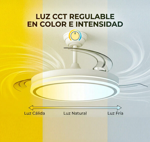 Ventilador DC Blanco/Haya Función Verano-Invierno 59w 6980lm 3000-4000-6000k