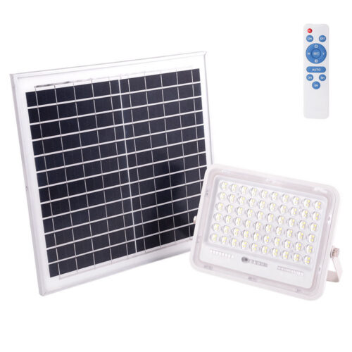 Proyector LED Solar 100W 6500K Panel: 6V/15W Batería: 3,2V/10000MaH Control Remoto [HO-SOLARFL-100W-02