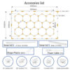 Lámpara LED hexagonal - 6000K - 14 hexágonos 44cm + Rectángulo 500cm