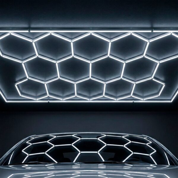 Lámpara LED hexagonal - 6000K - 14 hexágonos 56cm + Rectángulo 500cm