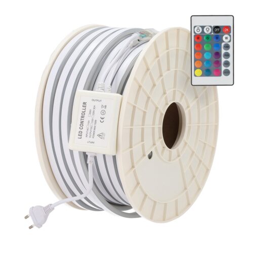 Tira Flexible LED 12W/M 230VAC 80LEDs/M SMD3535 22Lm/LED IP65 50 Metros RGB