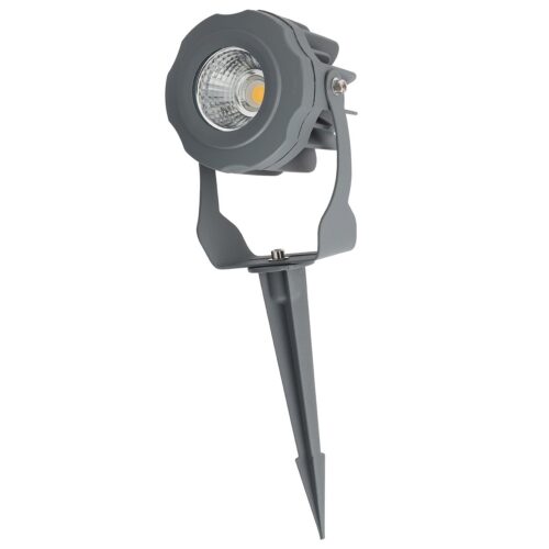 Foco Led con Pincho Jardín 10W IP65 2700ºK Acabado Gris