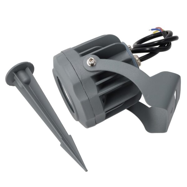 Foco Led con Pincho Jardín 10W IP65 2700ºK Acabado Gris