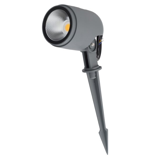 Foco Led con Pincho Jardín 12W IP65 2700ºK Acabado Gris