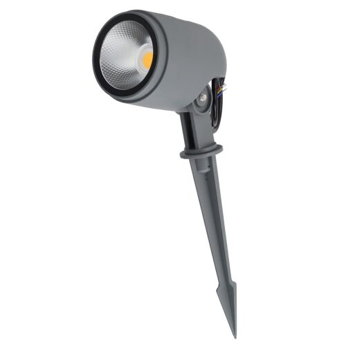 Foco Led con Pincho Jardín 12W IP65 2700ºK Acabado Gris