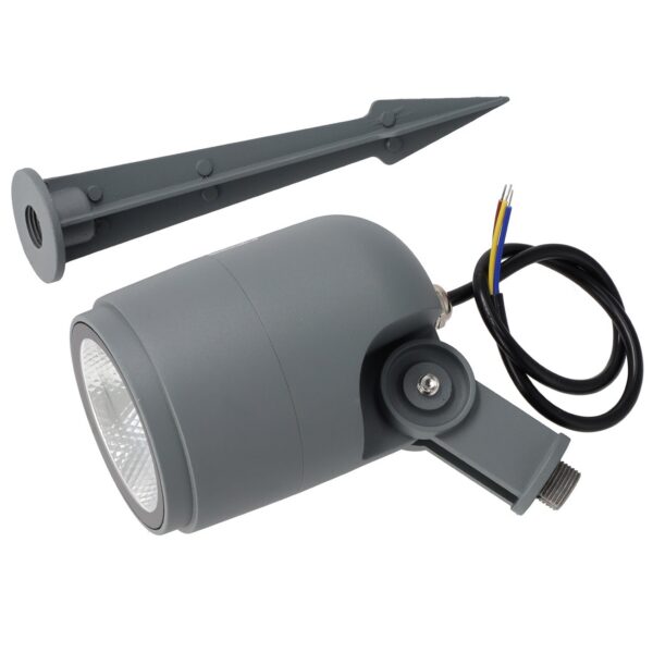 Foco Led con Pincho Jardín 12W IP65 2700ºK Acabado Gris