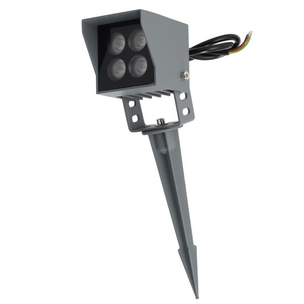 Foco Led con Pincho Jardín 4W IP65 2700ºK Acabado Gris