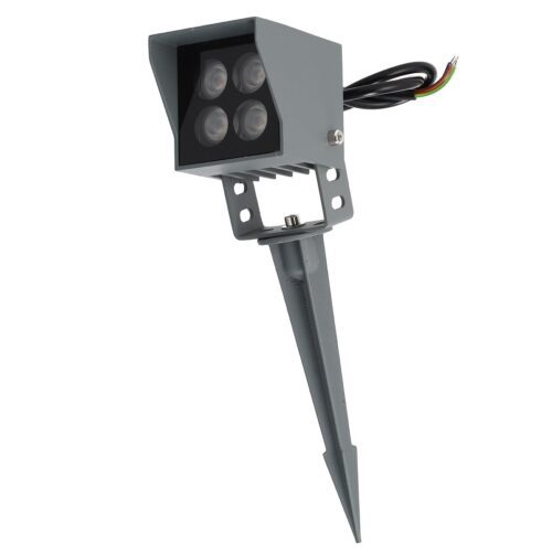 Foco Led con Pincho Jardín 4W IP65 2700ºK Acabado Gris