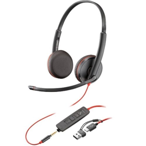 art_hp-pol208x229aa_1 Auriculares Poly Blackwire 3225 + Adaptador USB-C/A/ con Micrófono/ Jack 3.5mm/ Negro
