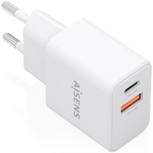 art_ais-carga20a110-1025_1 Cargador de Pared GaN Aisens A110-1025/ 1xUSB Tipo-C/ 1xUSB/ 20W/ Blanco