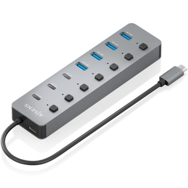 art_ais-hub20asuc-8p044-gr_1 Hub USB Tipo-C 3.2 Aisens ASUC-8P044-GR/ 4xUSB/ 3xUSB Tipo-C/ 1xUSB Tipo-C PD/ Gris