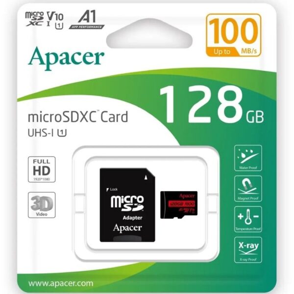 art_apa-microsd20128gb20ap128gmcsx_1 Tarjeta de Memoria Apacer 128GB XC UHS 1 con Adaptador/ Clase 10/ 100MBs