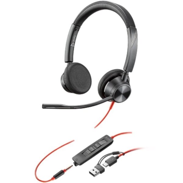 art_hp-pol208x221aa_1 Auriculares Poly Blackwire 3325 + Adaptador USB-C/A/ con Micrófono/ Jack 3.5mm/ Negro